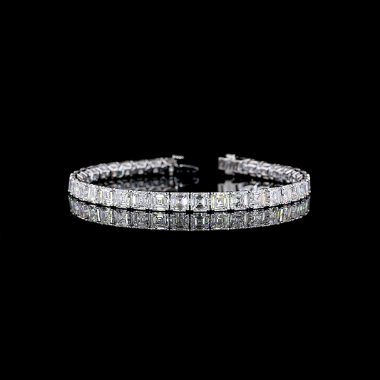 19.21 CTTW Asscher Lab Diamond Tennis Bracelet (E Color and VS Clarity)