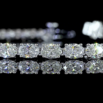 7.54 CTTW Oval Lab Diamond Tennis Bracelet (F Color and VS2 Clarity)