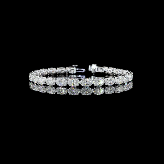 15.63 CTTW Oval Lab Diamond Tennis Bracelet (E Color and VS Clarity)