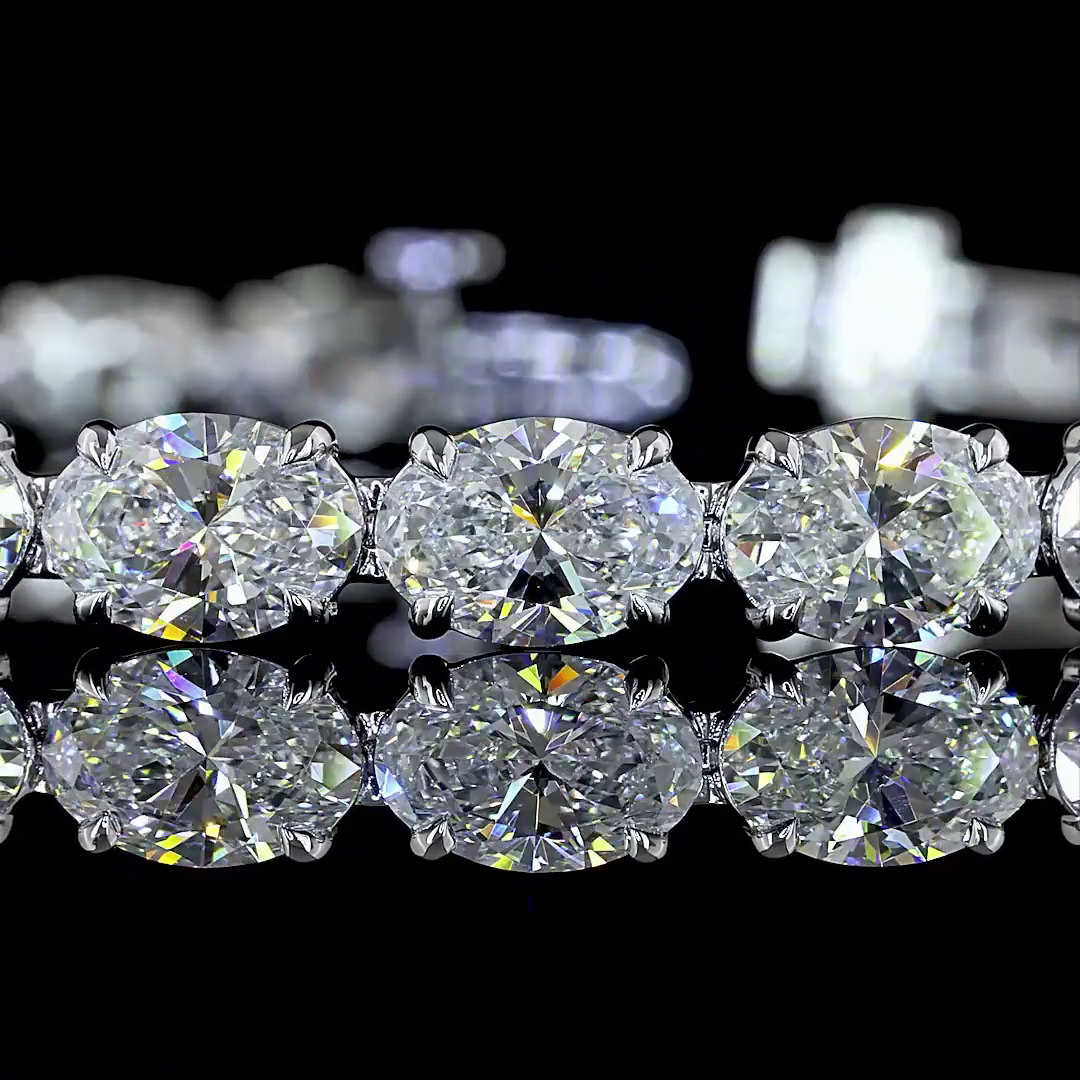 15.63 CTTW Oval Lab Diamond Tennis Bracelet (E Color and VS Clarity)