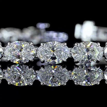 15.63 CTTW Oval Lab Diamond Tennis Bracelet (E Color and VS Clarity)