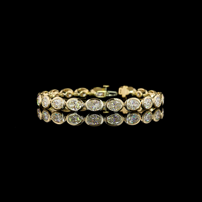 15.51 CTTW Oval Lab Diamond Tennis Bracelet (D Color and VS1 Clarity)
