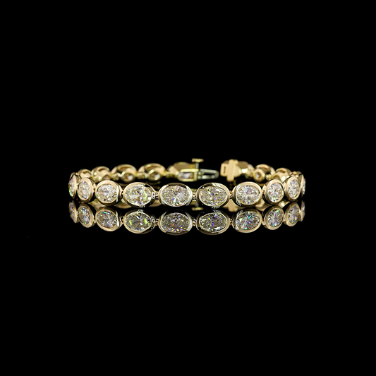 15.51 CTTW Oval Lab Diamond Tennis Bracelet (D Color and VS1 Clarity)