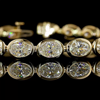 15.51 CTTW Oval Lab Diamond Tennis Bracelet (D Color and VS1 Clarity)