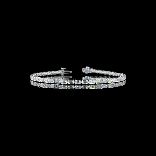 7.03 CTTW Emerald Lab Diamond Tennis Bracelet (D Color and VS1 Clarity)