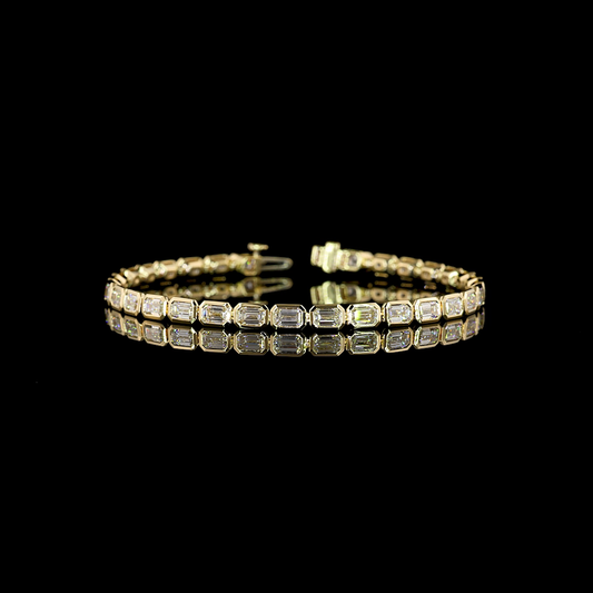 7.24 CTTW Emerald Lab Diamond Tennis Bracelet (F Color and VVS2 Clarity)