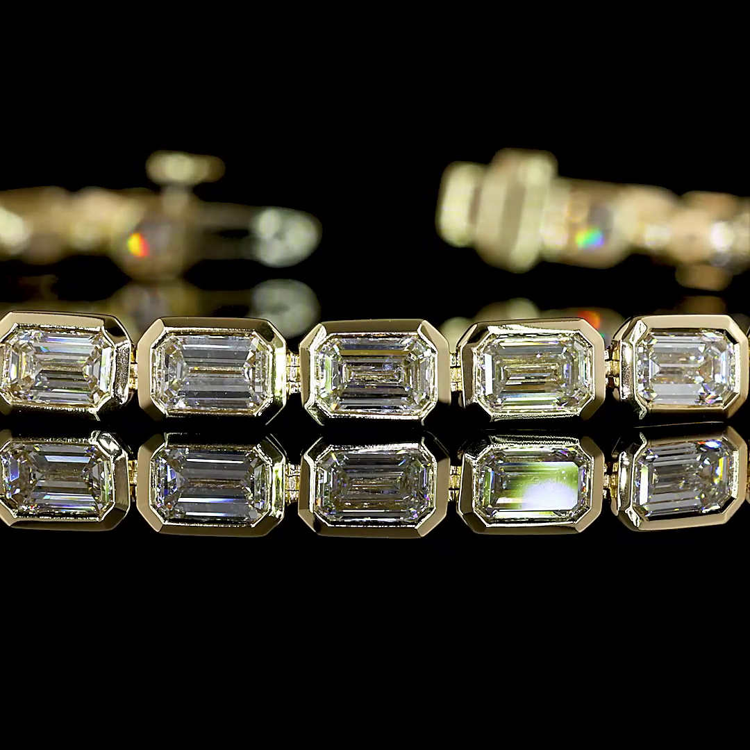 7.24 CTTW Emerald Lab Diamond Tennis Bracelet (F Color and VVS2 Clarity)