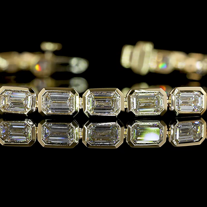 7.24 CTTW Emerald Lab Diamond Tennis Bracelet (F Color and VVS2 Clarity)