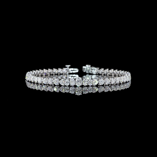 6.96 CTTW Oval Lab Diamond Riviera Bracelet (E Color and VS Clarity)