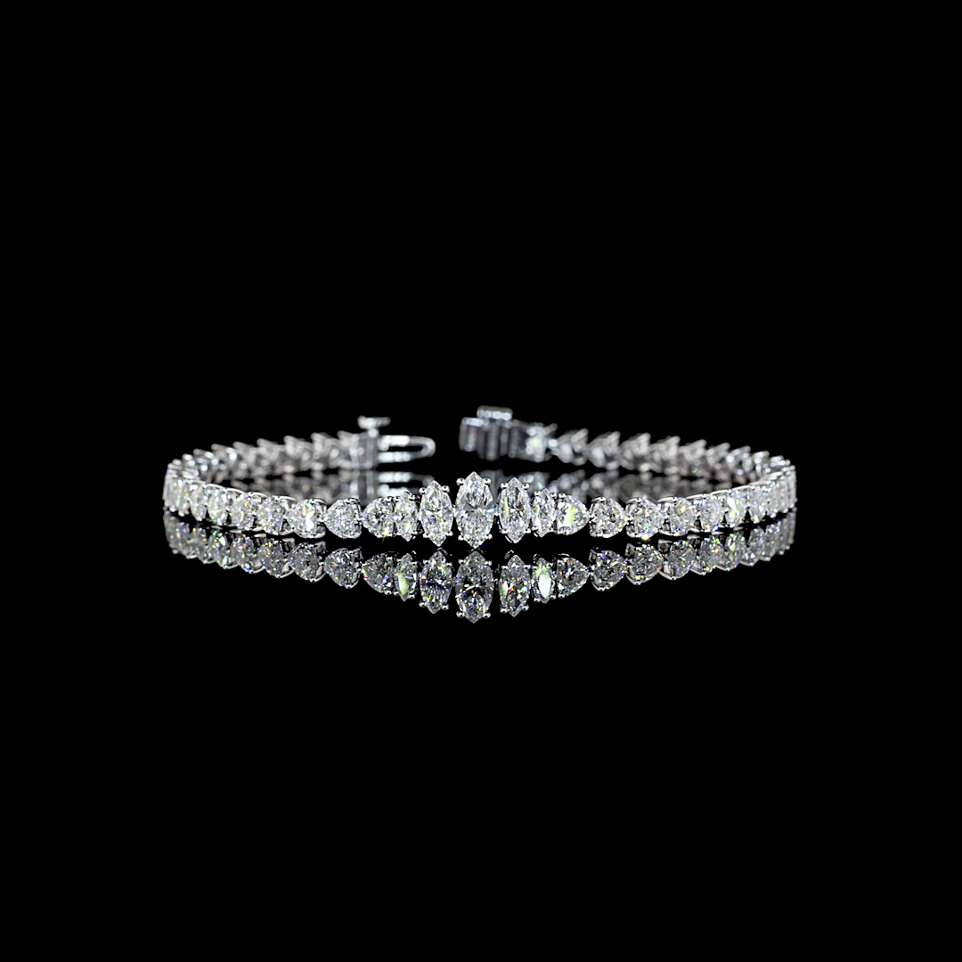 6.70 CTTW Marquise Lab Grown Diamond Riviera Bracelet 7" (E Color and VS Clarity)
