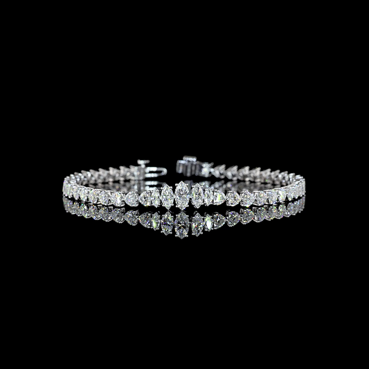 6.70 CTTW Marquise Lab Diamond Riviera Bracelet (E Color and VS Clarity)