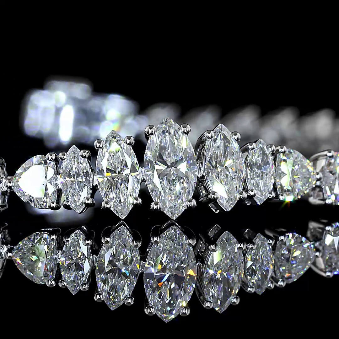 6.70 CTTW Marquise Lab Grown Diamond Riviera Bracelet 7" (E Color and VS Clarity)