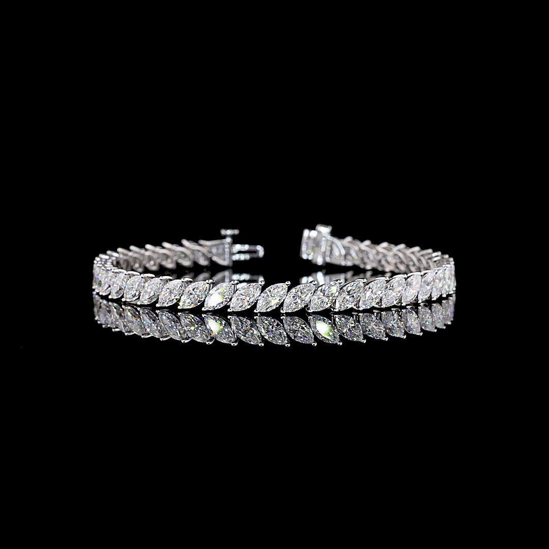 10.91 CTTW Marquise Lab Diamond Tennis Bracelet (E Color and VS1 Clarity)