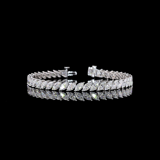 10.91 CTTW Marquise Lab Diamond Tennis Bracelet (E Color and VS1 Clarity)