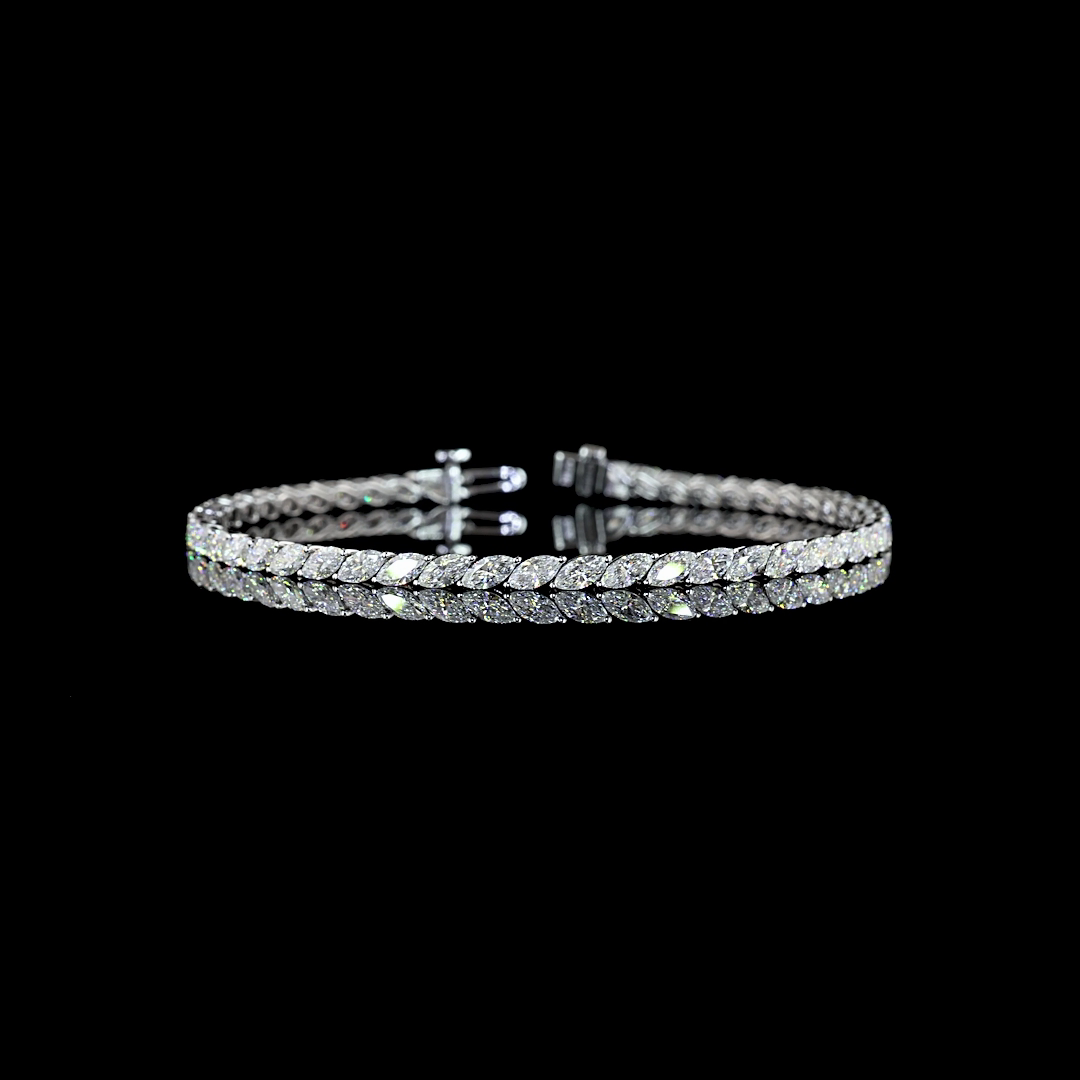 5.04 CTTW Marquise Lab Diamond Tennis Bracelet (E Color and VS Clarity)