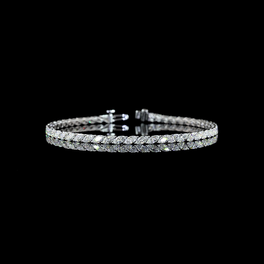 5.04 CTTW Marquise Lab Diamond Tennis Bracelet (E Color and VS Clarity)