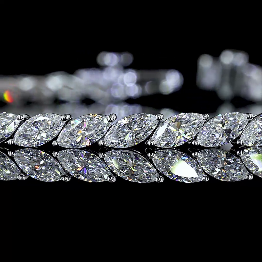 5.04 CTTW Marquise Lab Diamond Tennis Bracelet (E Color and VS Clarity)
