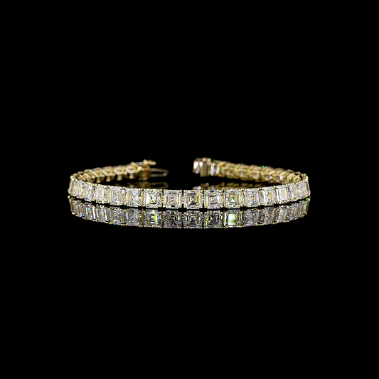 19.19 CTTW Asscher Lab Diamond Tennis Bracelet (E Color and VS Clarity)