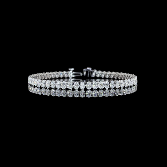 7.64 CTTW Oval Lab Diamond Tennis Bracelet (E Color and VS Clarity)