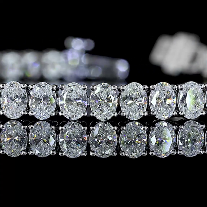7.64 CTTW Oval Lab Diamond Tennis Bracelet (E Color and VS Clarity)