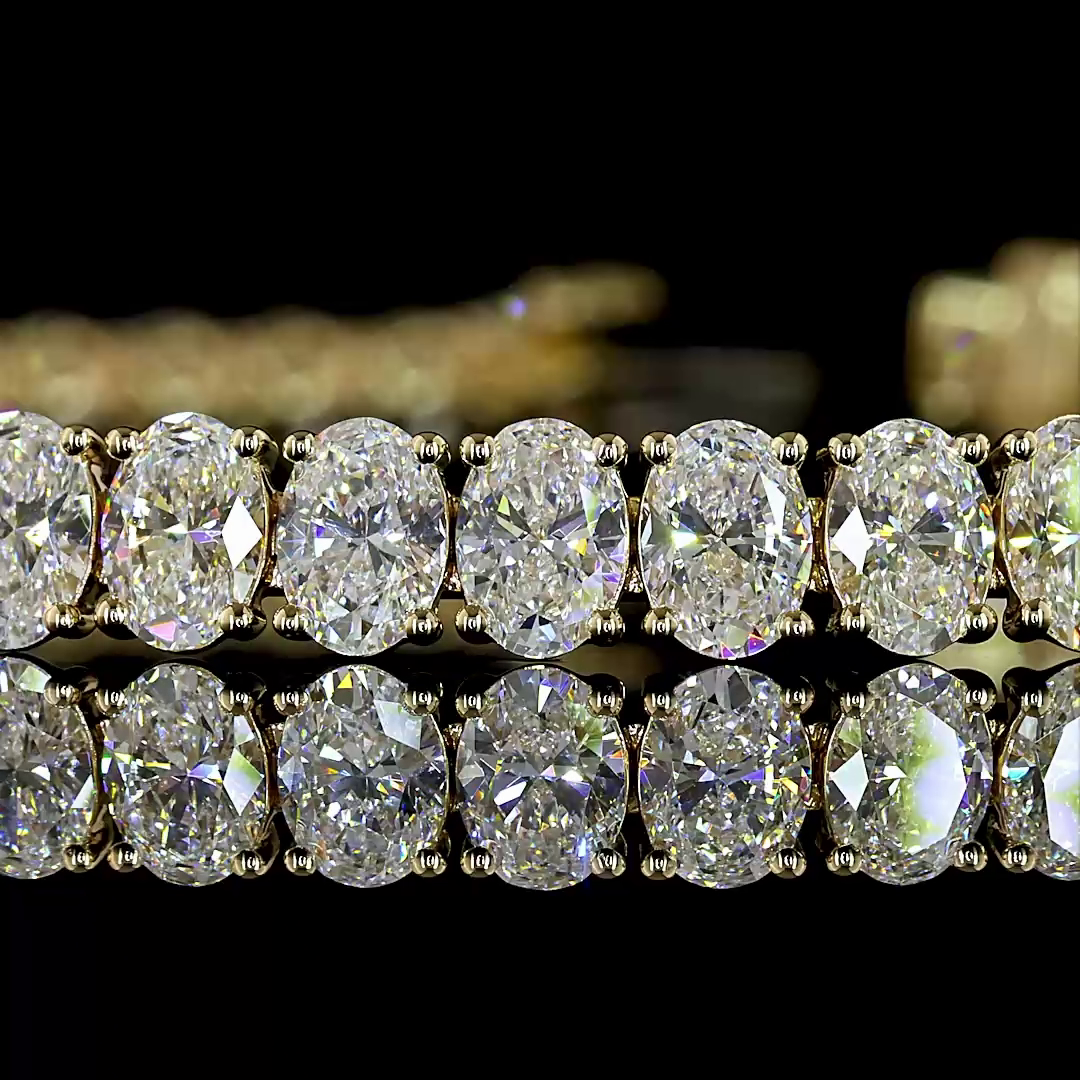 10.92 CTTW Oval Lab Grown Diamond Tennis Bracelet 7" (E Color and VS1 Clarity)