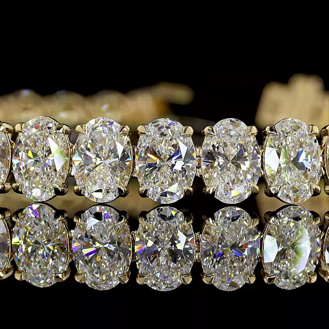 16.28 CTTW Oval Lab Diamond Tennis Bracelet (E Color and VS Clarity)