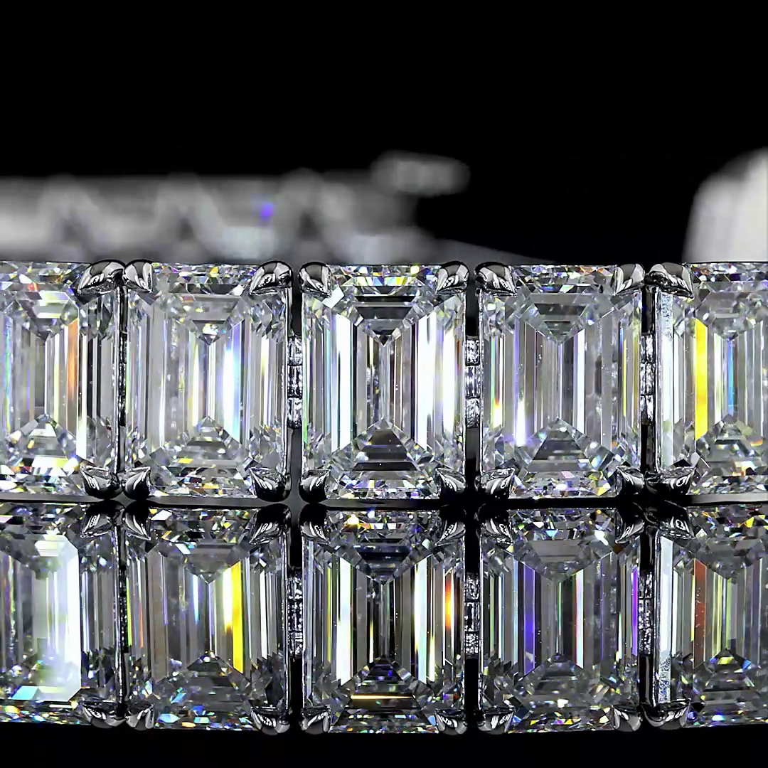 35.64 CTTW Emerald Lab Diamond Tennis Bracelet (E Color and VS1 Clarity)