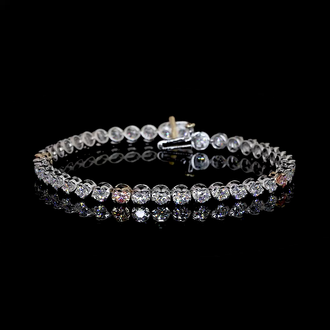 4.46 CTTW Round Lab Diamond Tennis Bracelet 7" 14k Two Tone (F Color and VS2 Clarity)