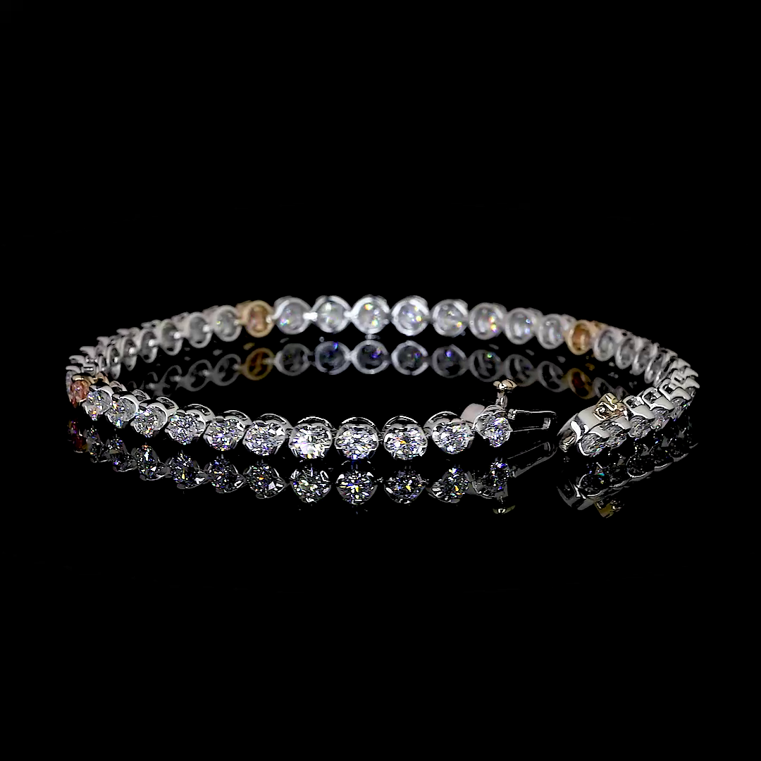 4.46 CTTW Round Lab Diamond Tennis Bracelet 7" 14k Two Tone (F Color and VS2 Clarity)