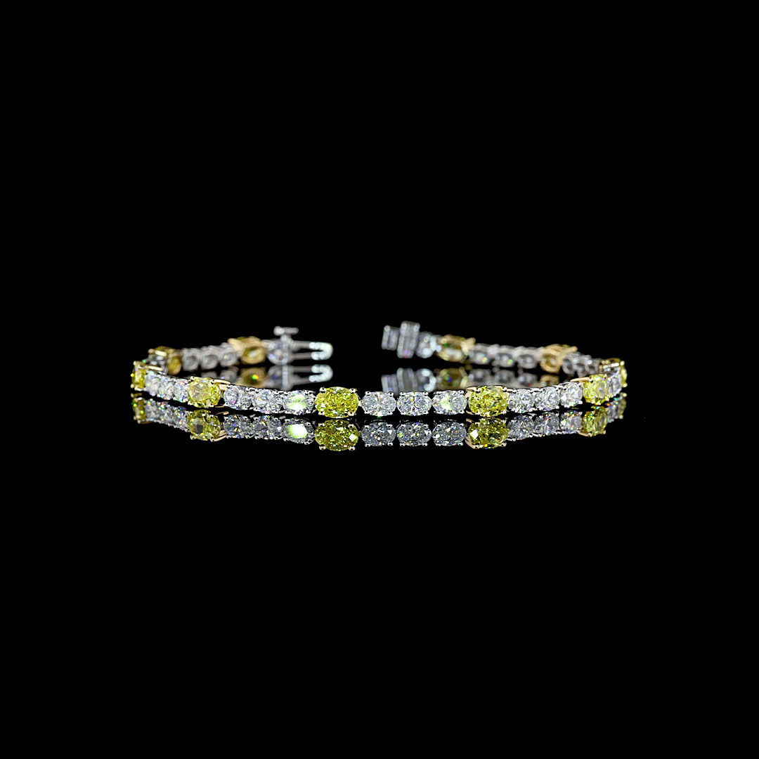 7.56 CTTW Oval Lab Diamond Tennis Bracelet (E Color and VS Clarity)