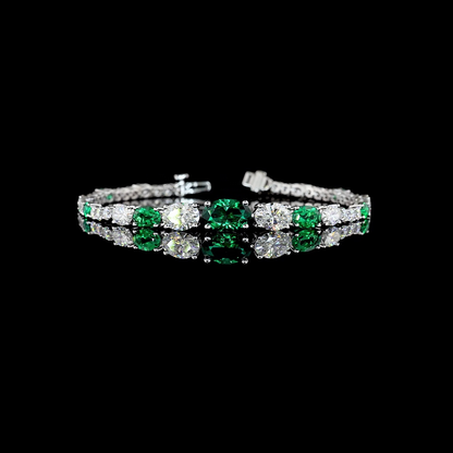 5.92 CTTW Oval Lab Diamond Riviera Bracelet (Green Emerald Color and VS1 Clarity)