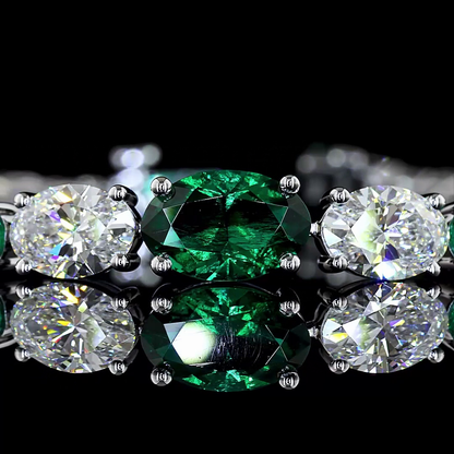 5.92 CTTW Oval Lab Diamond Riviera Bracelet (Green Emerald Color and VS1 Clarity)