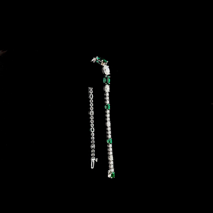 5.92 CTTW Oval Lab Diamond Riviera Bracelet (Green Emerald Color and VS1 Clarity)