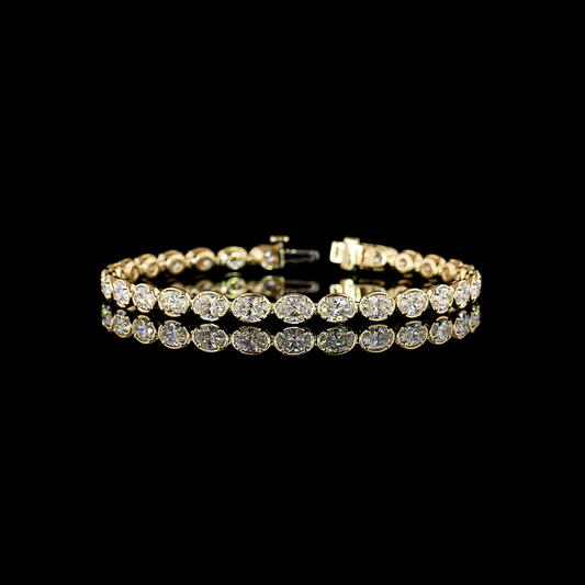 7.61 CTTW Oval Lab Diamond Tennis Bracelet (F Color and VS2 Clarity)