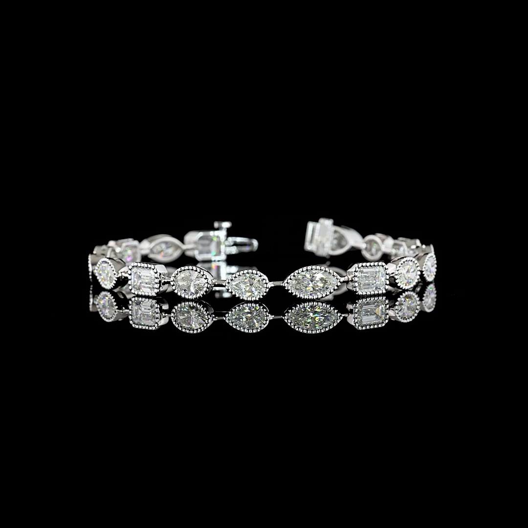 9.54 CTTW MIX Lab Diamond Station Bracelet (E Color and VS Clarity)