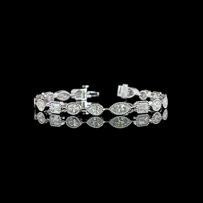 9.54 CTTW MIX Lab Diamond Station Bracelet (E Color and VS Clarity)