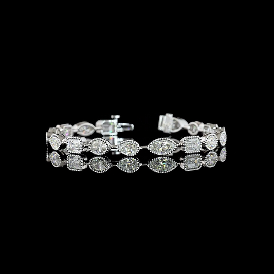 9.54 CTTW MIX Lab Diamond Station Bracelet (E Color and VS Clarity)