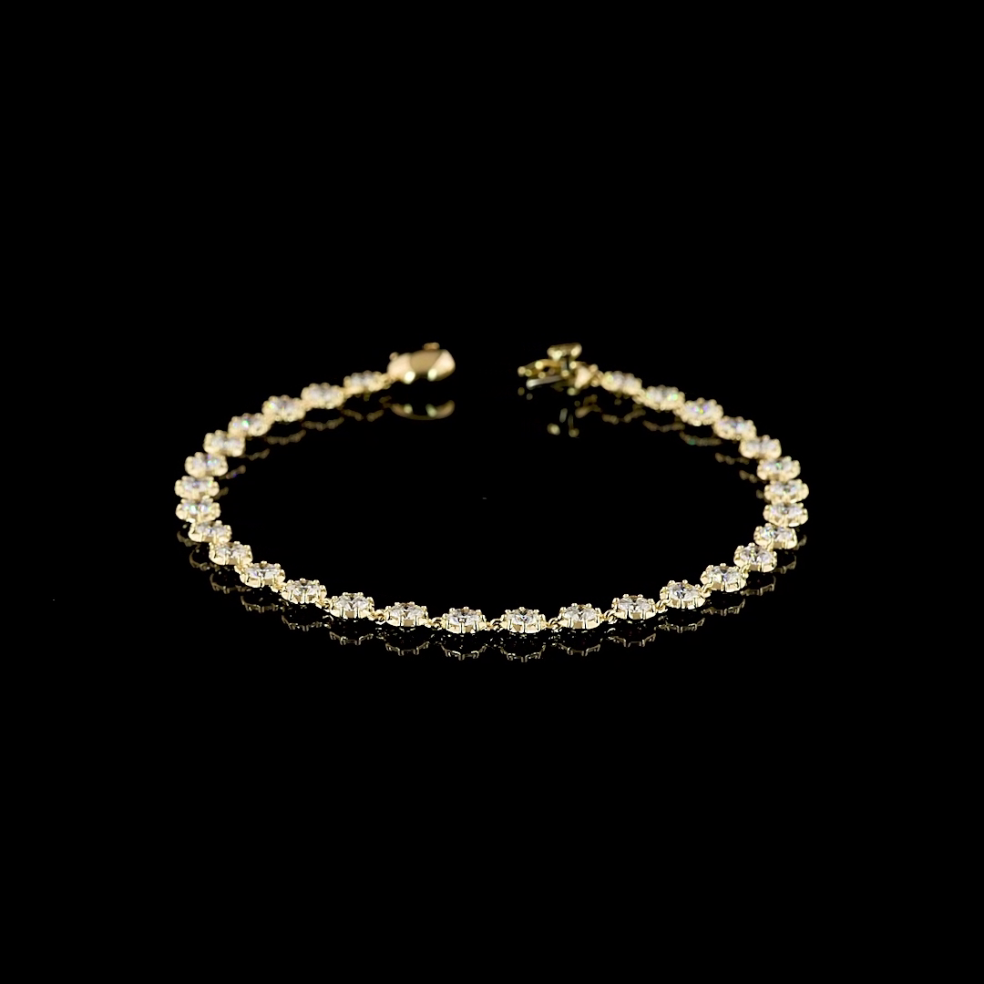 4.51 CTTW Round Lab Grown Diamond Station Bracelet 7" (E Color and VS Clarity)