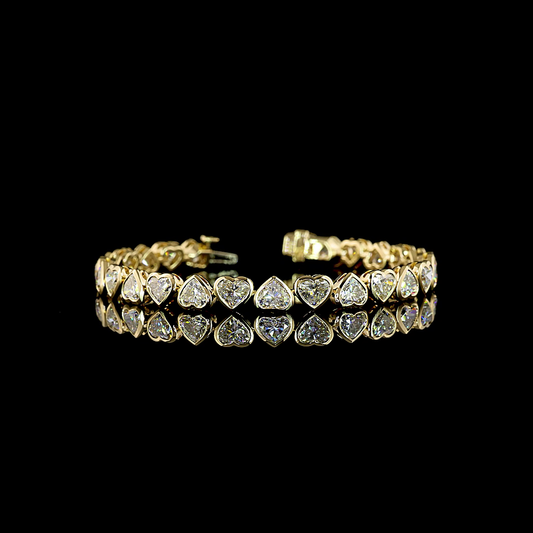 14.36 CTTW Heart Lab Grown Diamond Tennis Bracelet 7" (E Color and VS1 Clarity)