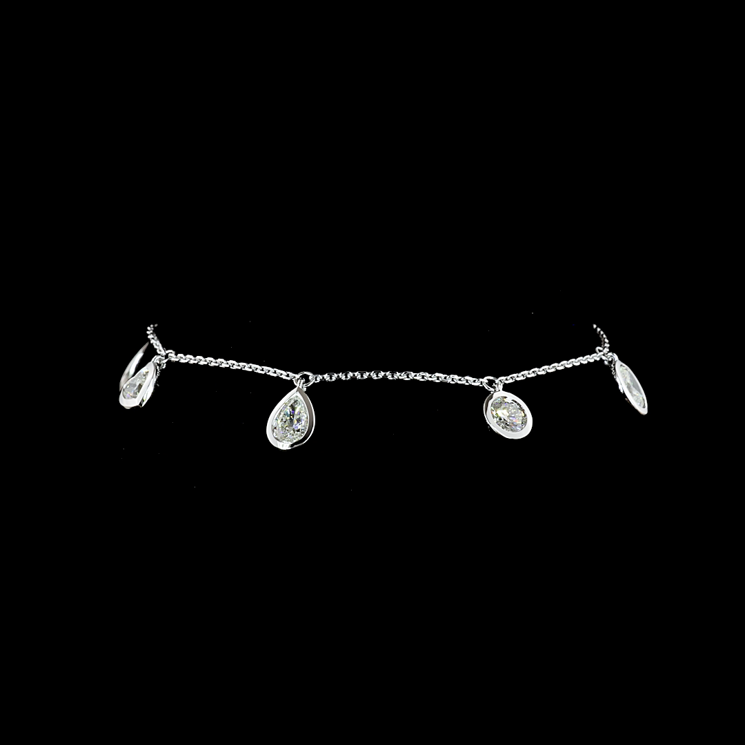 2.31 CTTW Pear Lab Diamond Station Bracelet (E Color and VS Clarity)