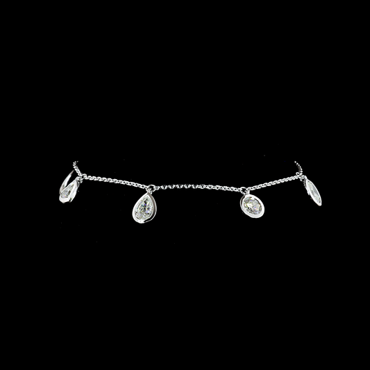 2.31 CTTW Pear Lab Diamond Station Bracelet (E Color and VS Clarity)