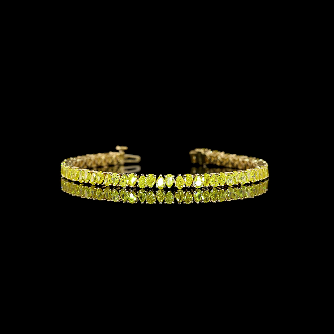 7.52 CTTW Pear Lab Grown Diamond Tennis Bracelet 6.5" (FV.YL Color and VS2 Clarity)