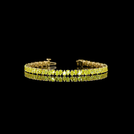 7.52 CTTW Pear Lab Grown Diamond Tennis Bracelet 6.5" (FV.YL Color and VS2 Clarity)