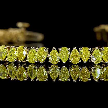 7.52 CTTW Pear Lab Grown Diamond Tennis Bracelet 6.5" (FV.YL Color and VS2 Clarity)