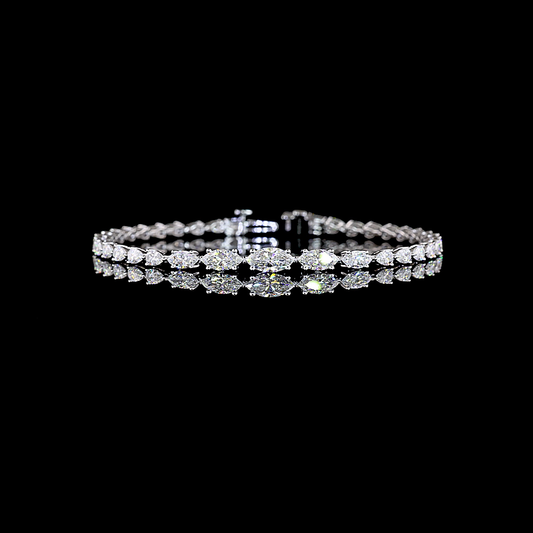 4.42 CTTW Marquise Lab Diamond Riviera Bracelet (E Color and VS1 Clarity)