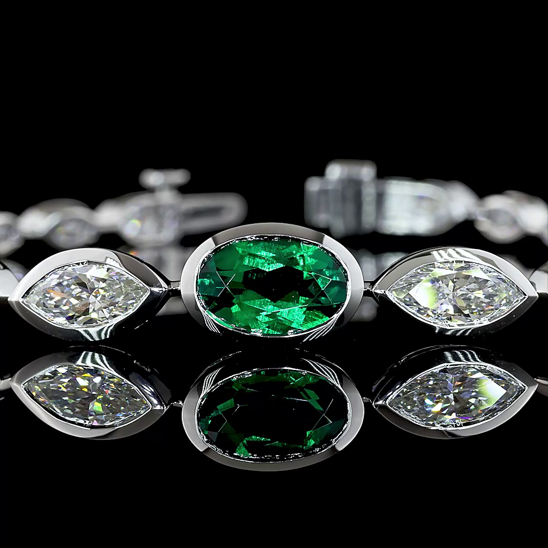 5.49 CTTW Marquise Lab Diamond Riviera Bracelet (E Color and VS Clarity)