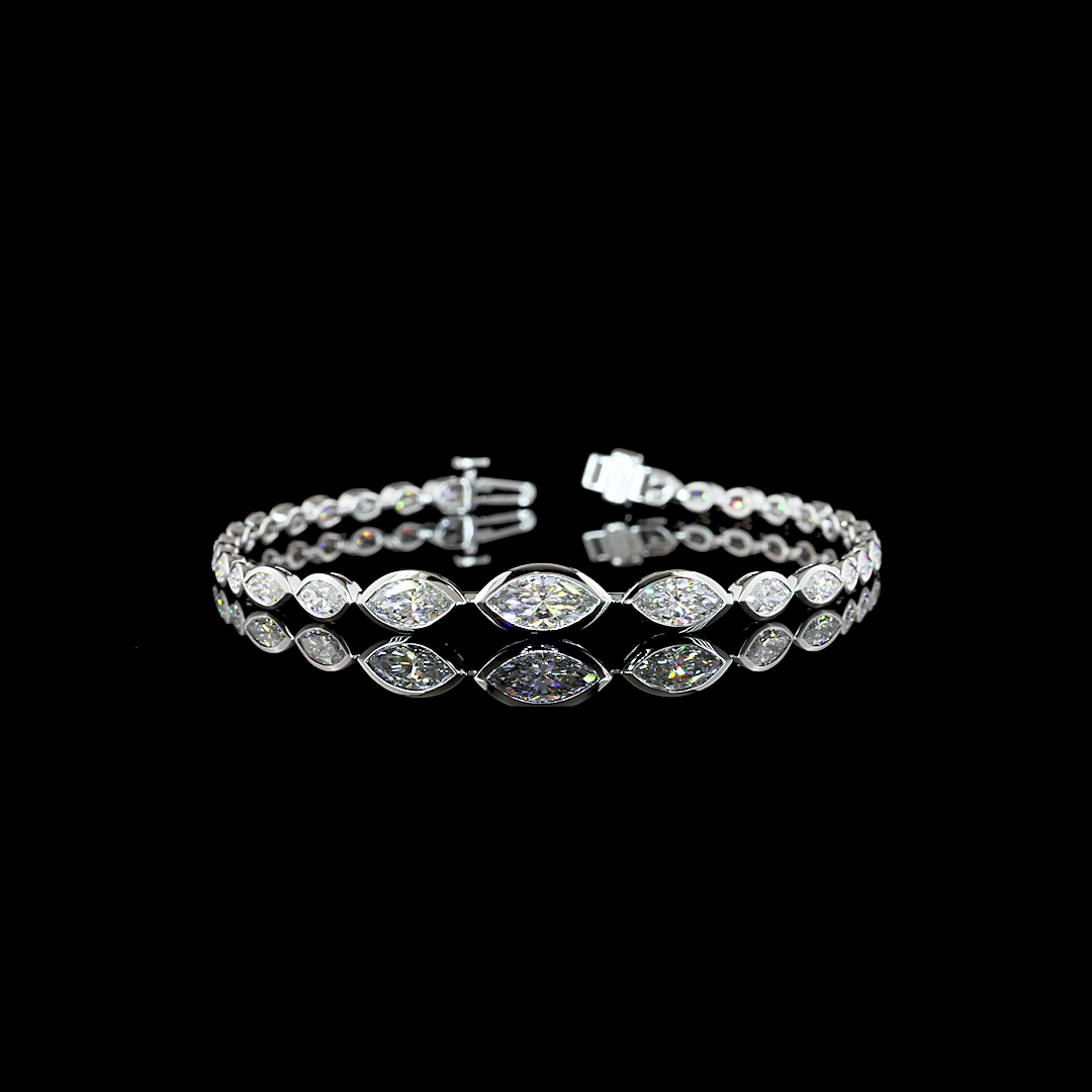 4.25 CTTW Marquise Lab Grown Diamond Riviera Bracelet 7" (E Color and VS Clarity)