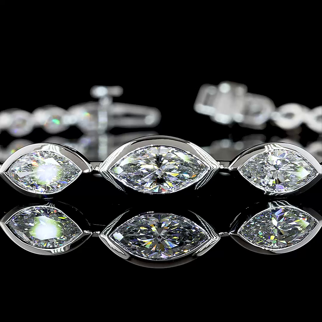 4.25 CTTW Marquise Lab Grown Diamond Riviera Bracelet 7" (E Color and VS Clarity)