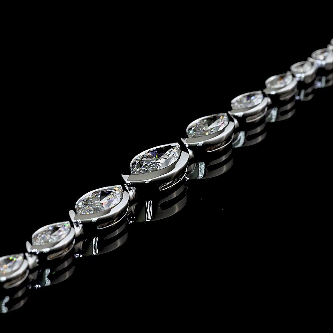 4.25 CTTW Marquise Lab Grown Diamond Riviera Bracelet 7" (E Color and VS Clarity)