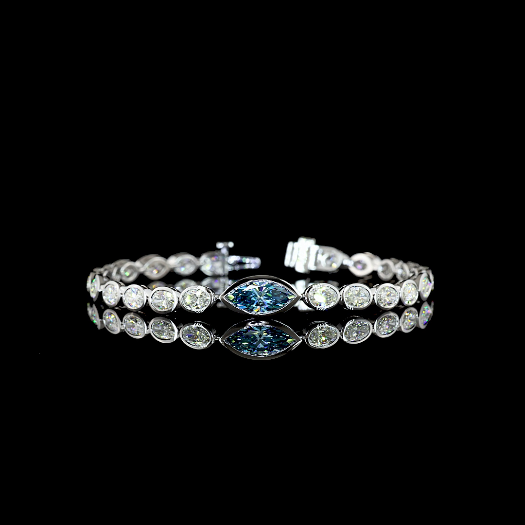8.02 CTTW Marquise Lab Diamond Tennis Bracelet (E Color and VS Clarity)